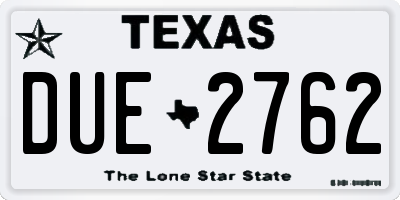 TX license plate DUE2762