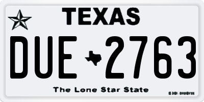 TX license plate DUE2763