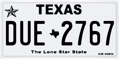 TX license plate DUE2767