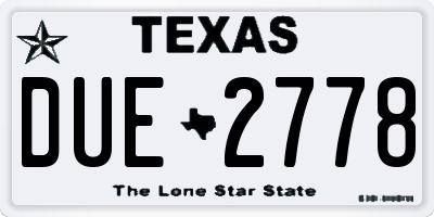 TX license plate DUE2778