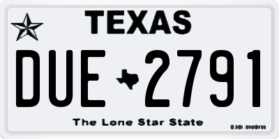 TX license plate DUE2791