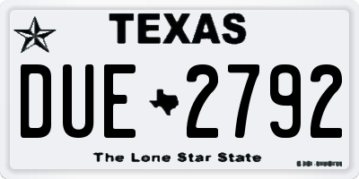 TX license plate DUE2792