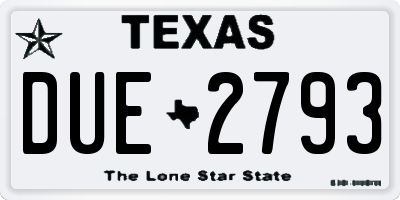 TX license plate DUE2793