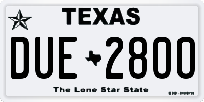 TX license plate DUE2800