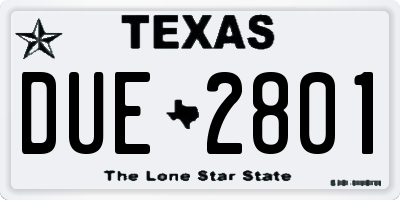 TX license plate DUE2801