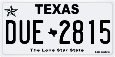 TX license plate DUE2815