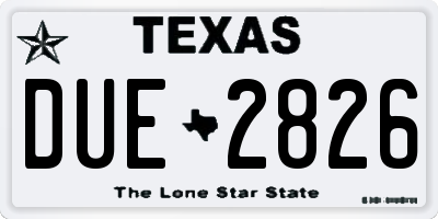 TX license plate DUE2826