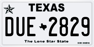 TX license plate DUE2829