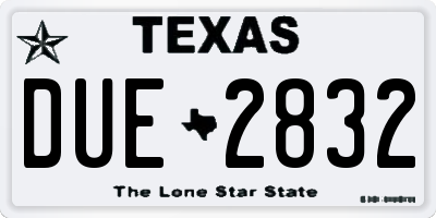 TX license plate DUE2832