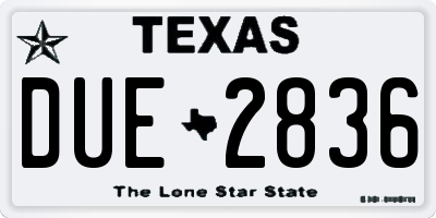 TX license plate DUE2836
