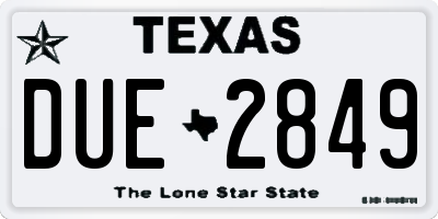 TX license plate DUE2849