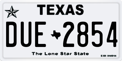 TX license plate DUE2854
