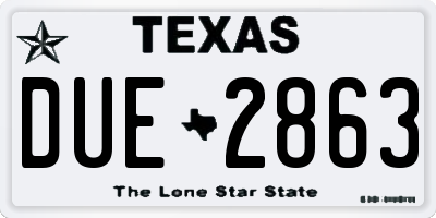 TX license plate DUE2863