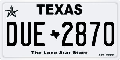 TX license plate DUE2870