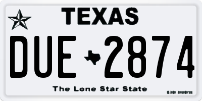 TX license plate DUE2874