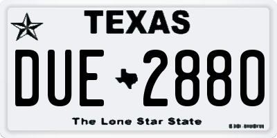 TX license plate DUE2880