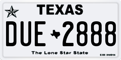TX license plate DUE2888