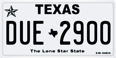 TX license plate DUE2900