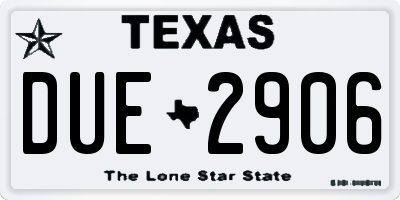 TX license plate DUE2906