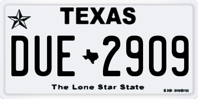 TX license plate DUE2909