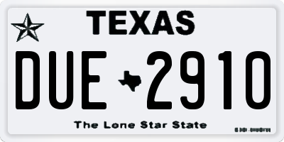 TX license plate DUE2910