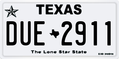 TX license plate DUE2911