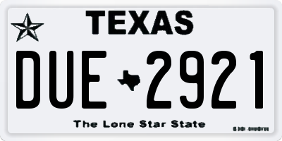 TX license plate DUE2921