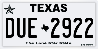 TX license plate DUE2922