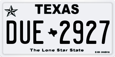 TX license plate DUE2927