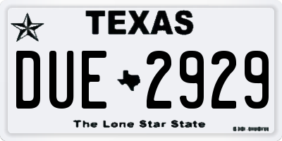 TX license plate DUE2929
