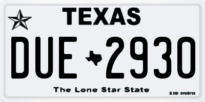 TX license plate DUE2930