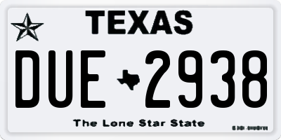 TX license plate DUE2938