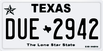 TX license plate DUE2942