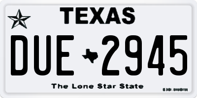 TX license plate DUE2945