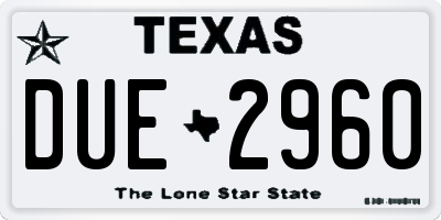 TX license plate DUE2960