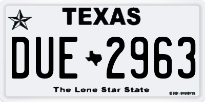 TX license plate DUE2963