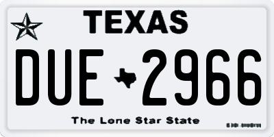 TX license plate DUE2966
