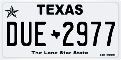 TX license plate DUE2977