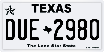 TX license plate DUE2980