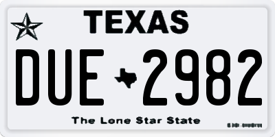TX license plate DUE2982