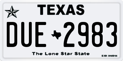 TX license plate DUE2983