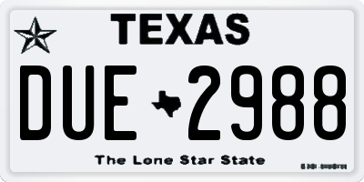 TX license plate DUE2988