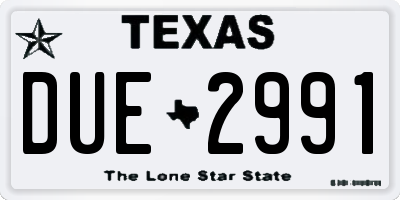 TX license plate DUE2991