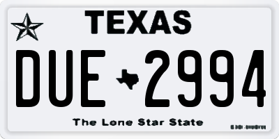 TX license plate DUE2994
