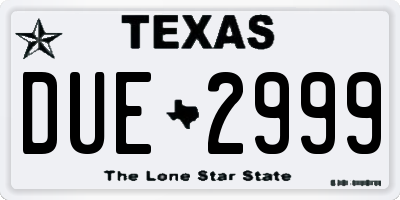 TX license plate DUE2999
