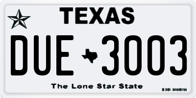 TX license plate DUE3003