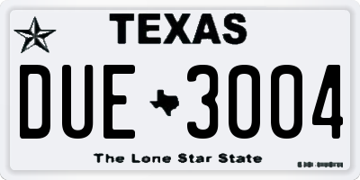 TX license plate DUE3004