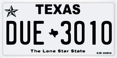 TX license plate DUE3010