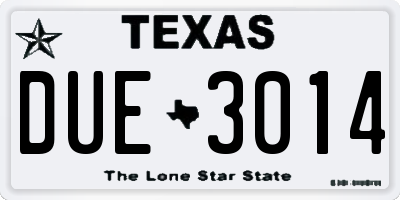 TX license plate DUE3014