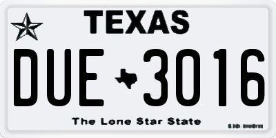TX license plate DUE3016